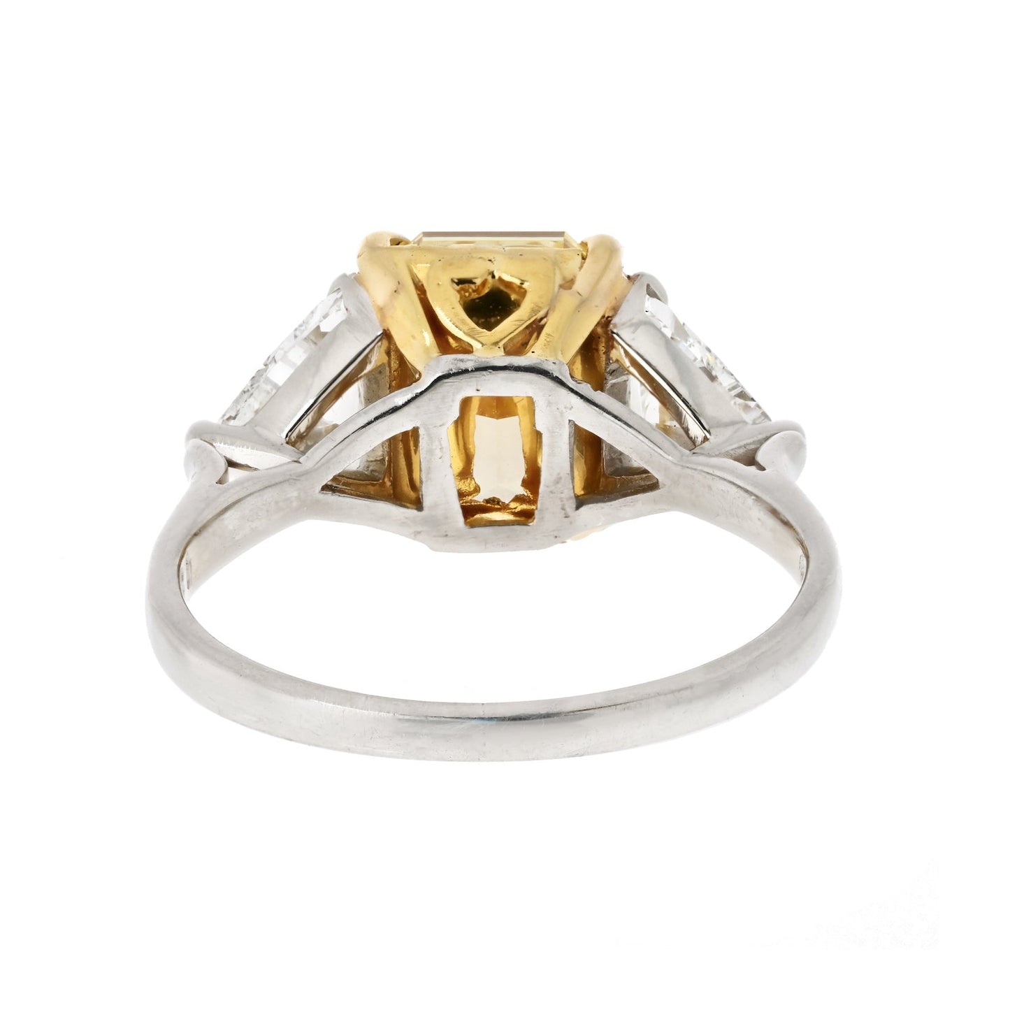3.04ct Radiant Cut Fancy Intense Yellow Trilliant Cut Diamond Engagement Ring