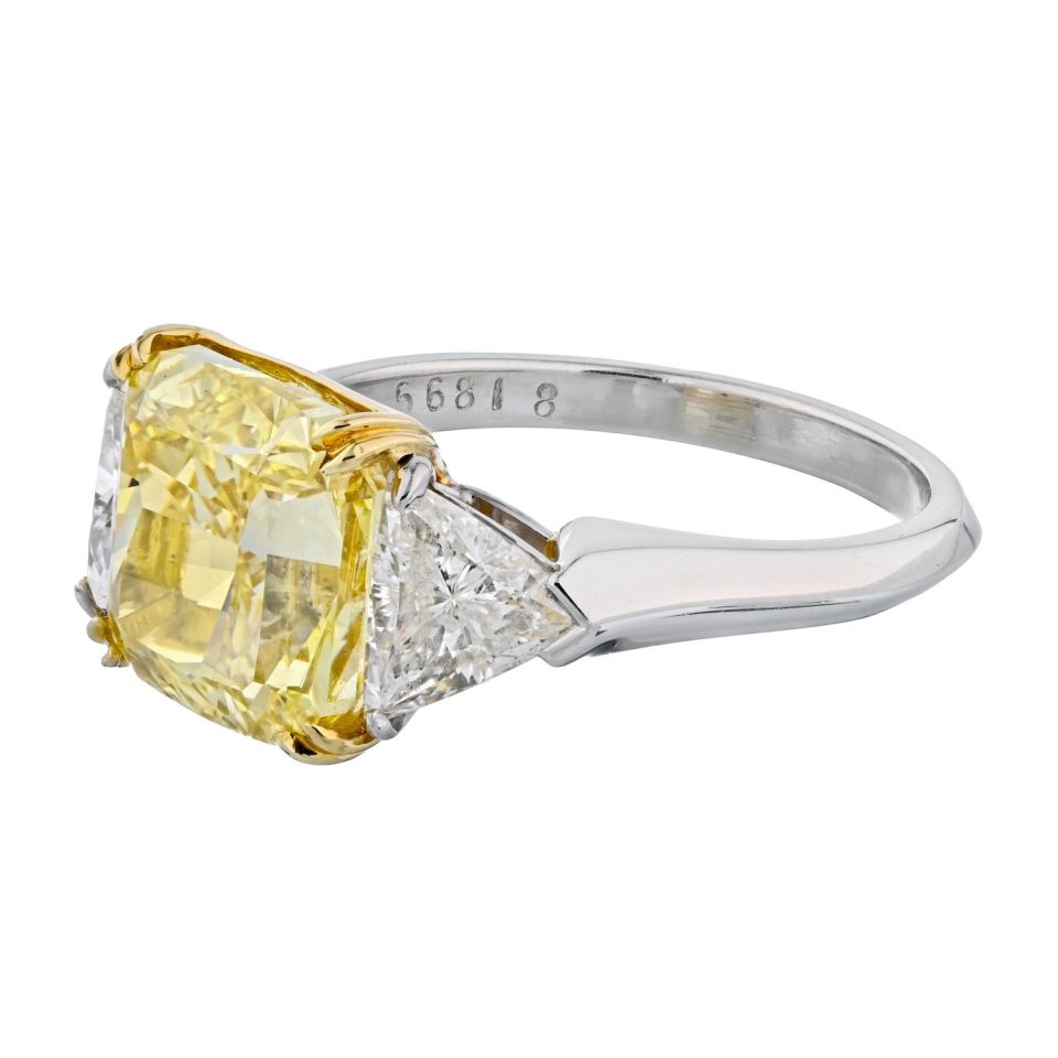 5 carat Radiant Cut Diamond GIA Trillions Ring
