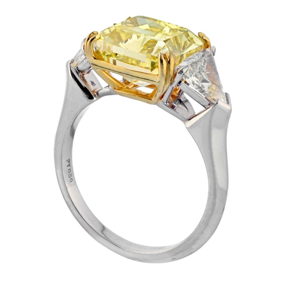 5 carat Radiant Cut Diamond GIA Trillions Ring