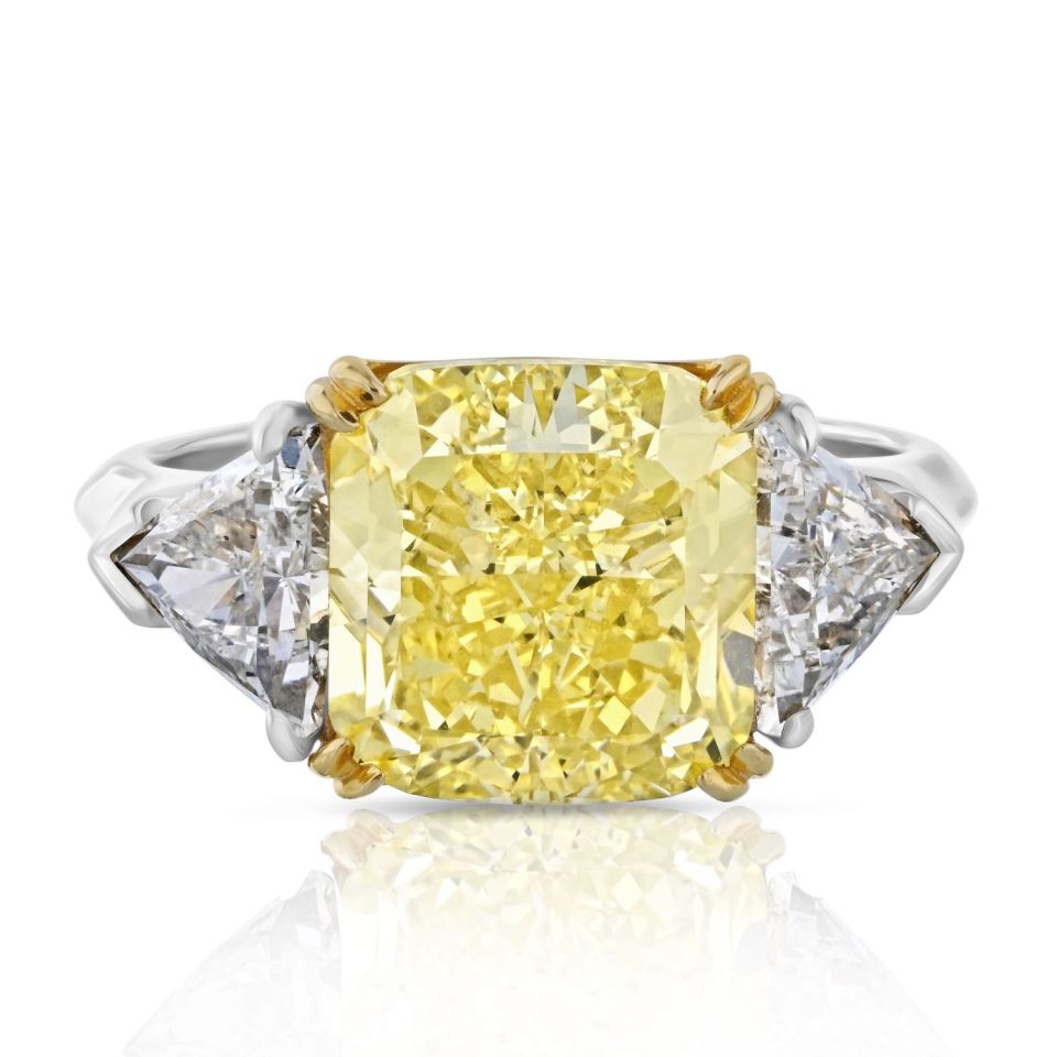 5 carat Radiant Cut Diamond GIA Trillions Ring