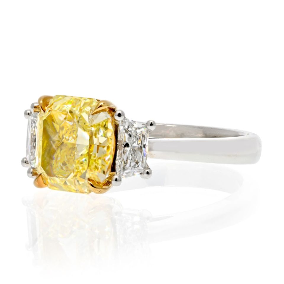 2 carat Radiant Cut Diamond Fancy Yellow GIA Ring