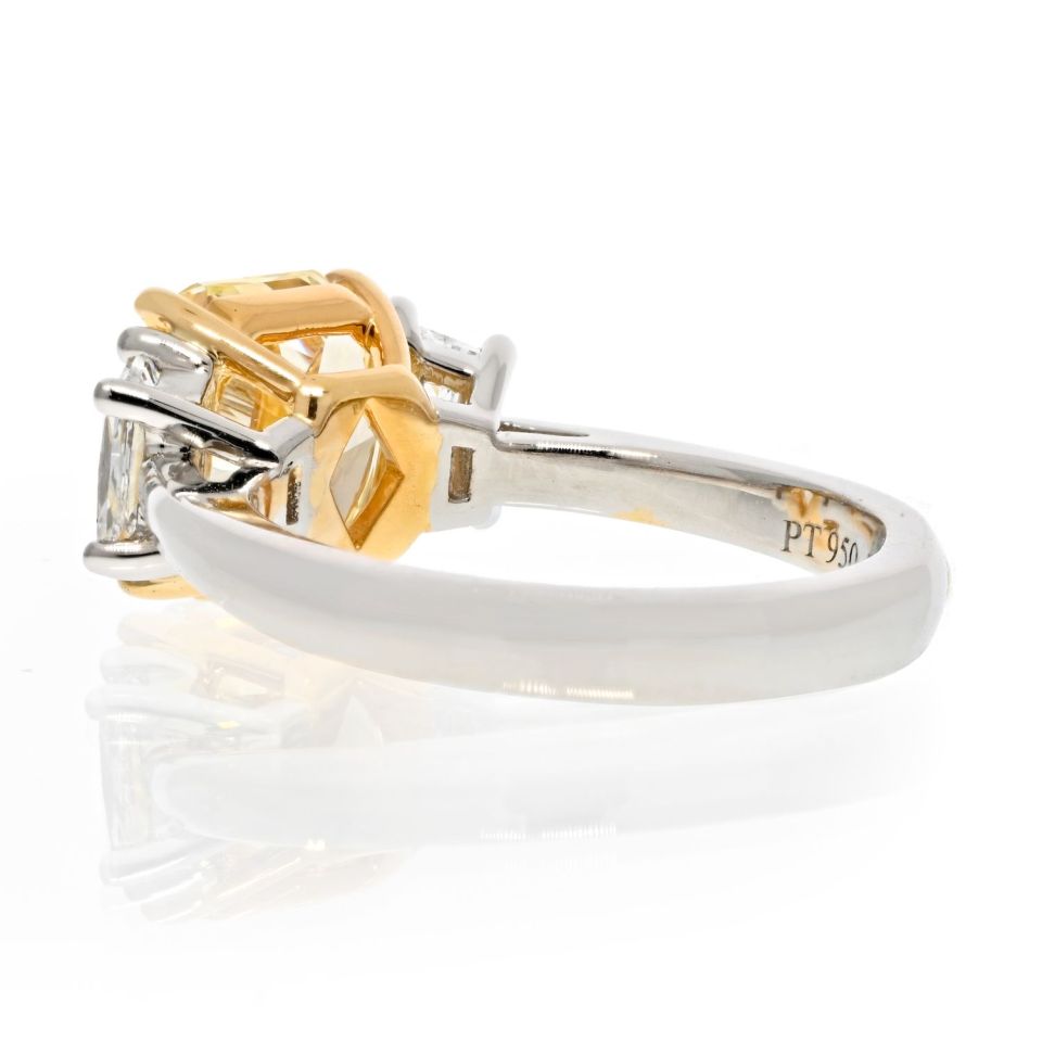 2 carat Radiant Cut Diamond Fancy Yellow GIA Ring