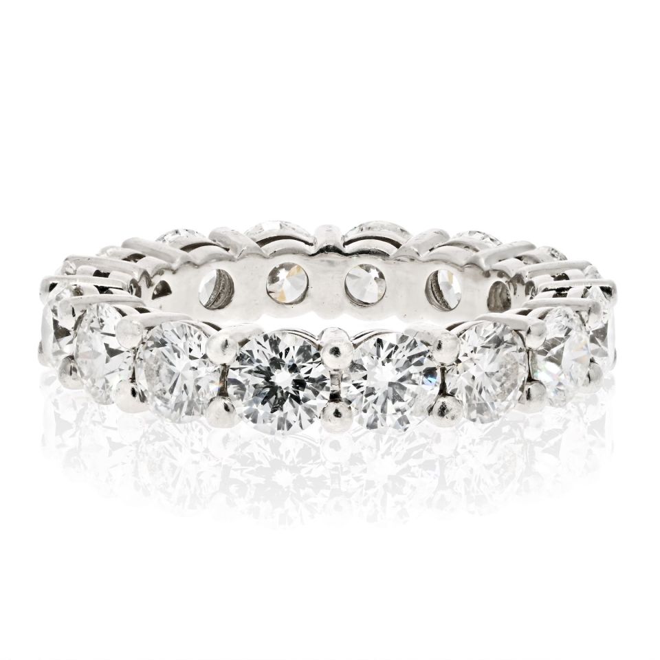 Platinum 4.00cttw Round Cut Diamond Shared Prong Eternity Band