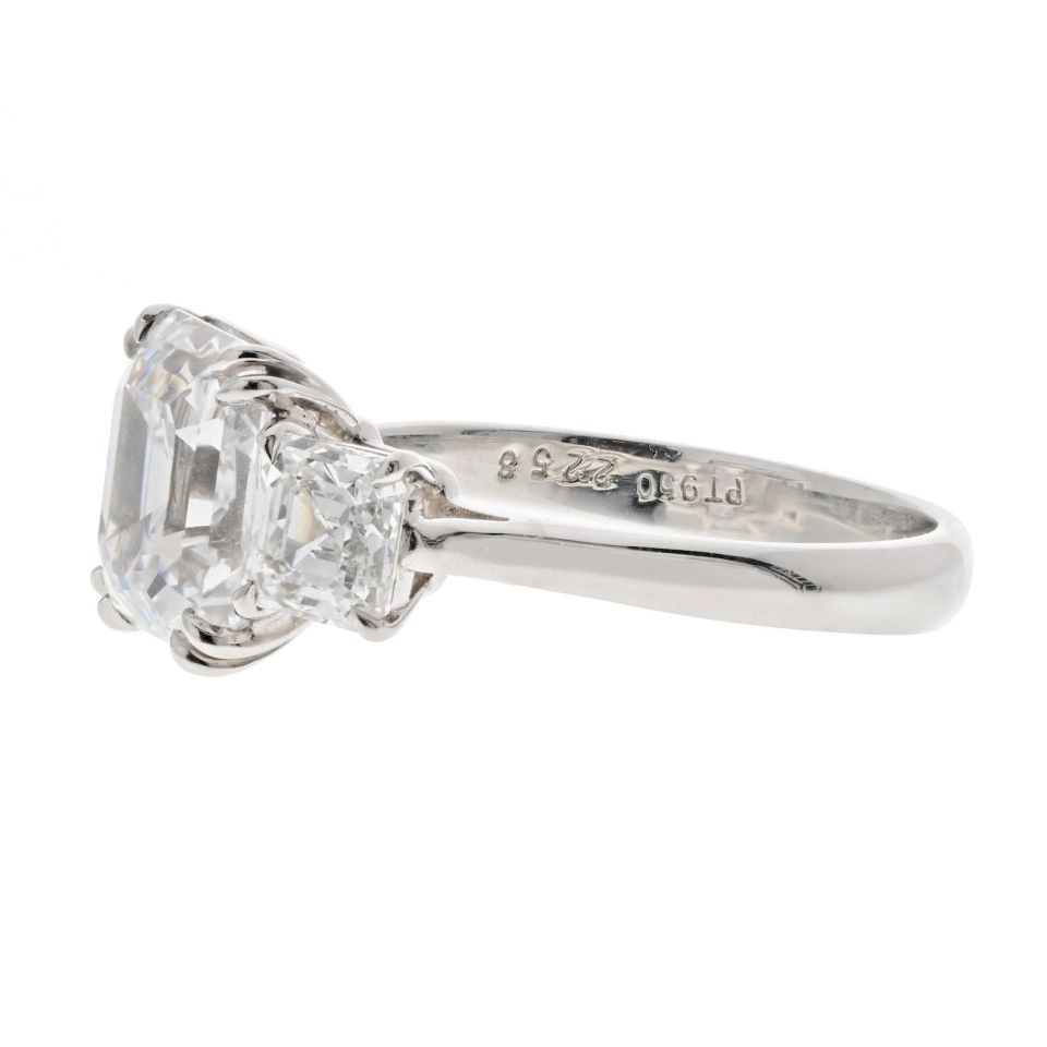 Leon Mege Ascher Cut 3.44 carat Emerald Cut Diamond D/VVS2 GIA Engagement Ring