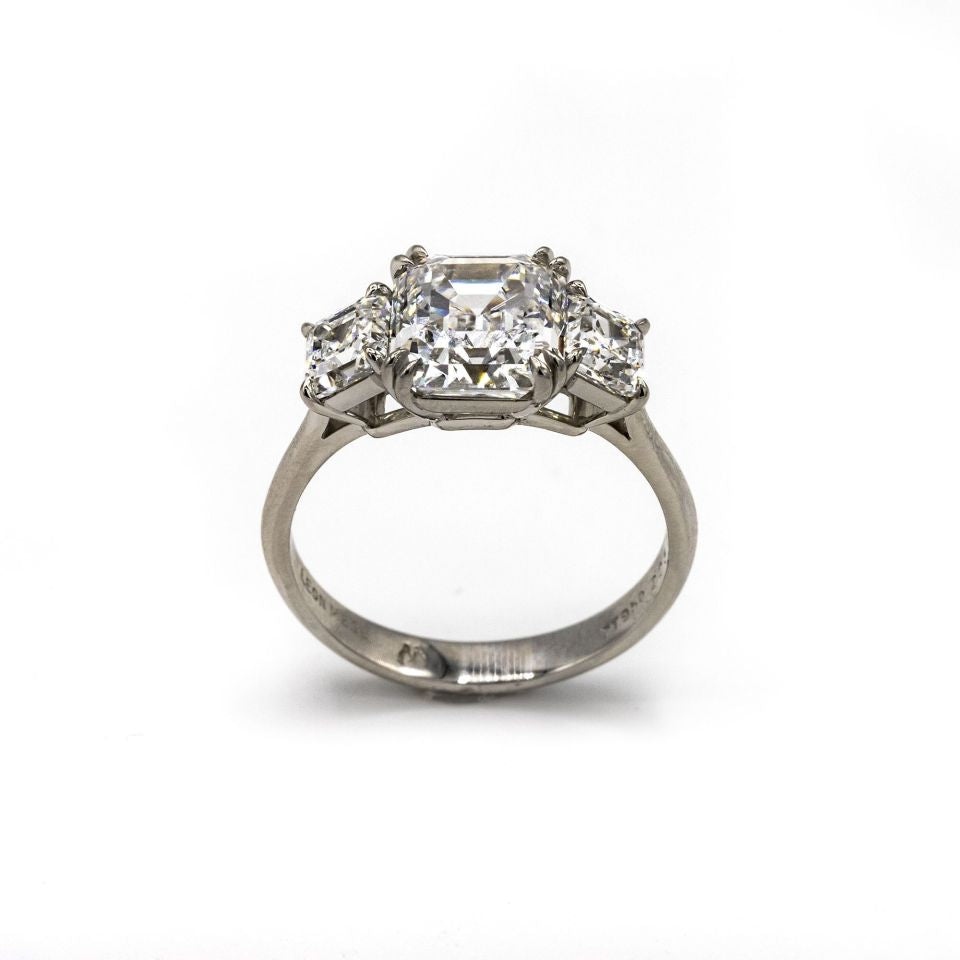 Ascher Cut 3 carat Emerald Cut Diamond D/VVS2 GIA Ring