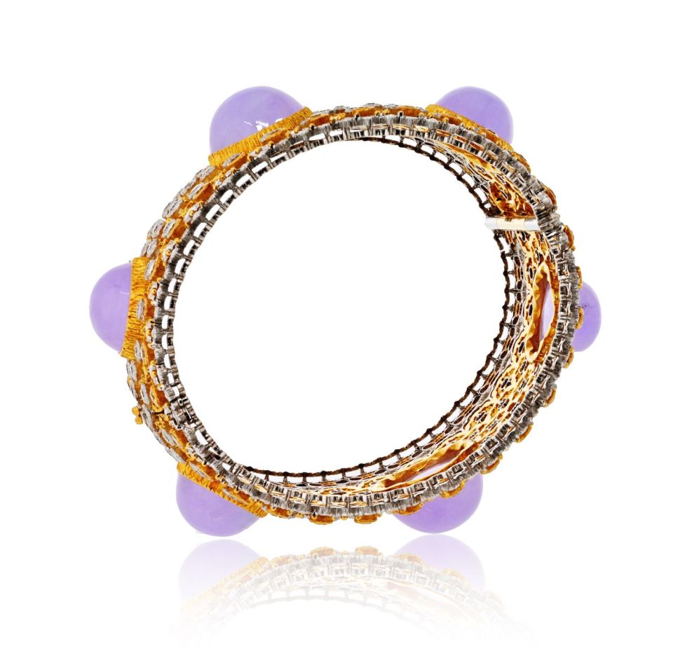 Buccellati 18K Two Tone Diamond And Chalcedony Bracelet