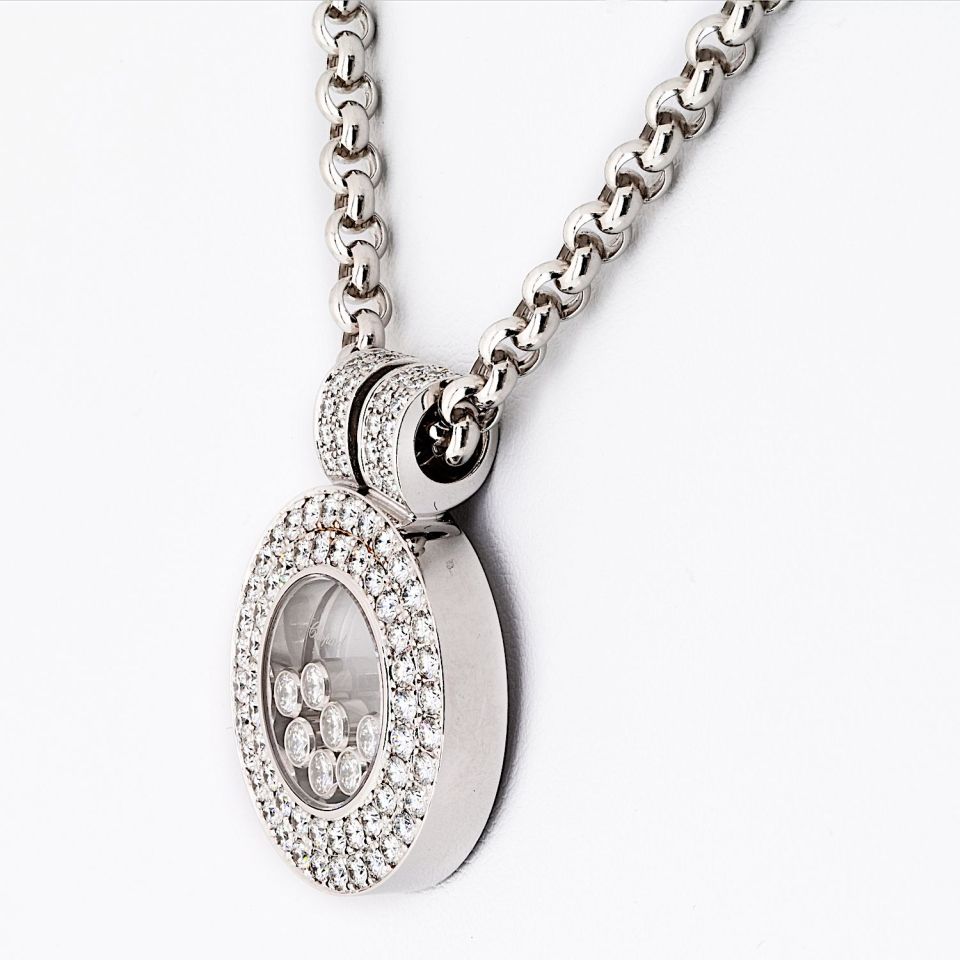 Chopard Happy Diamonds 18K White Gold 2.05cttw Pave Double Row Round Necklace
