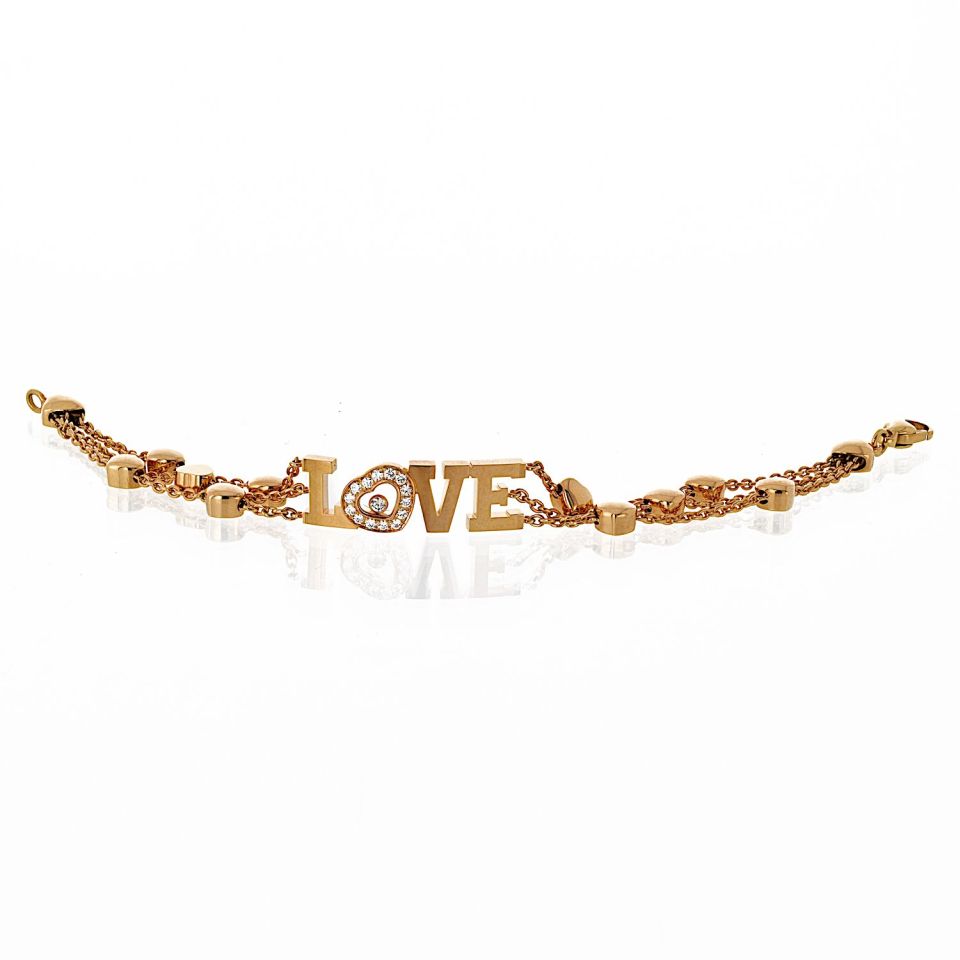 Chopard Happy Diamonds 18K Yellow Gold Love 0.28cttw Diamond Bracelet