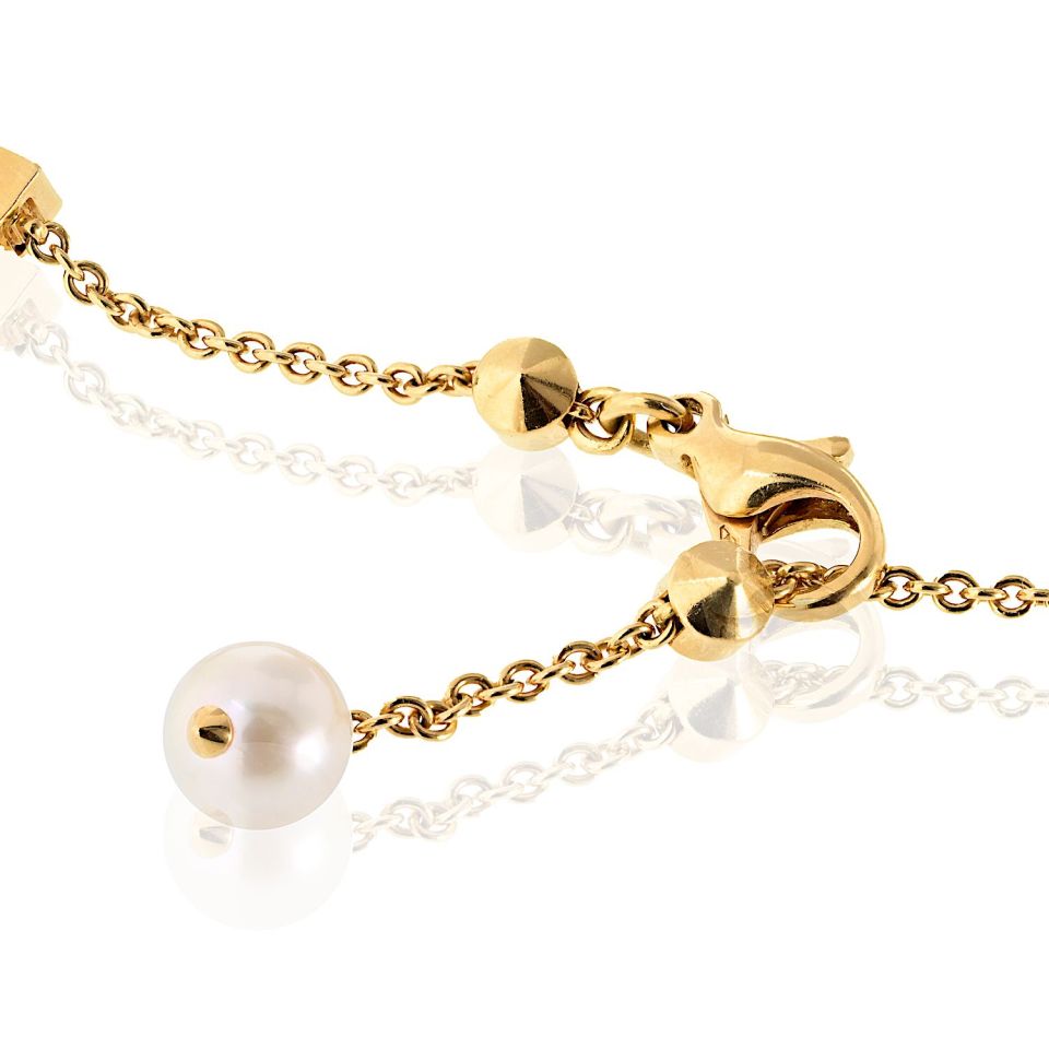 Bvlgari 18K Yellow Gold Lycea Pearl Chain 33 Inches Long Necklace