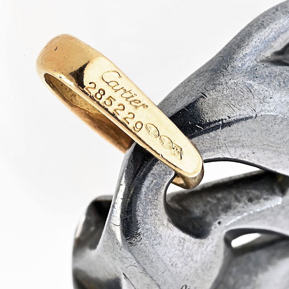 Cartier Panthere 18K Yellow Gold Hematite Panthere Pendant