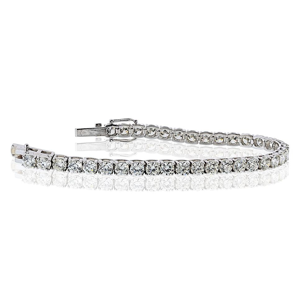 Tennis 14K White Gold 14.02cttw Round Cut Natural Diamond Tennis Bracelet