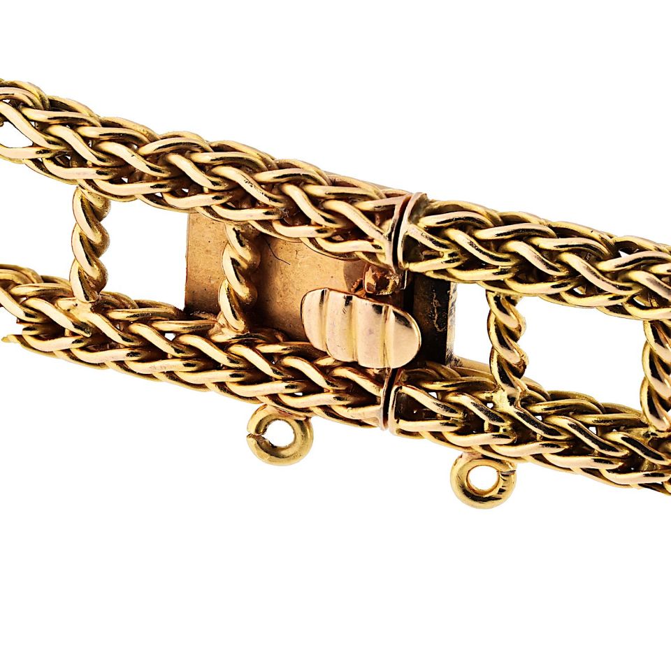 18K Yellow Gold 2.75cttw Mid Century Diamond Floral Chocker Necklace