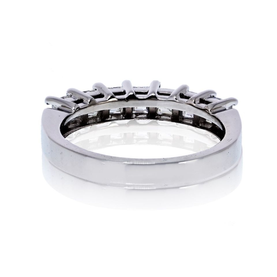Platinum 1.75cttw Square Emerald Cut Diamond Wedding Band