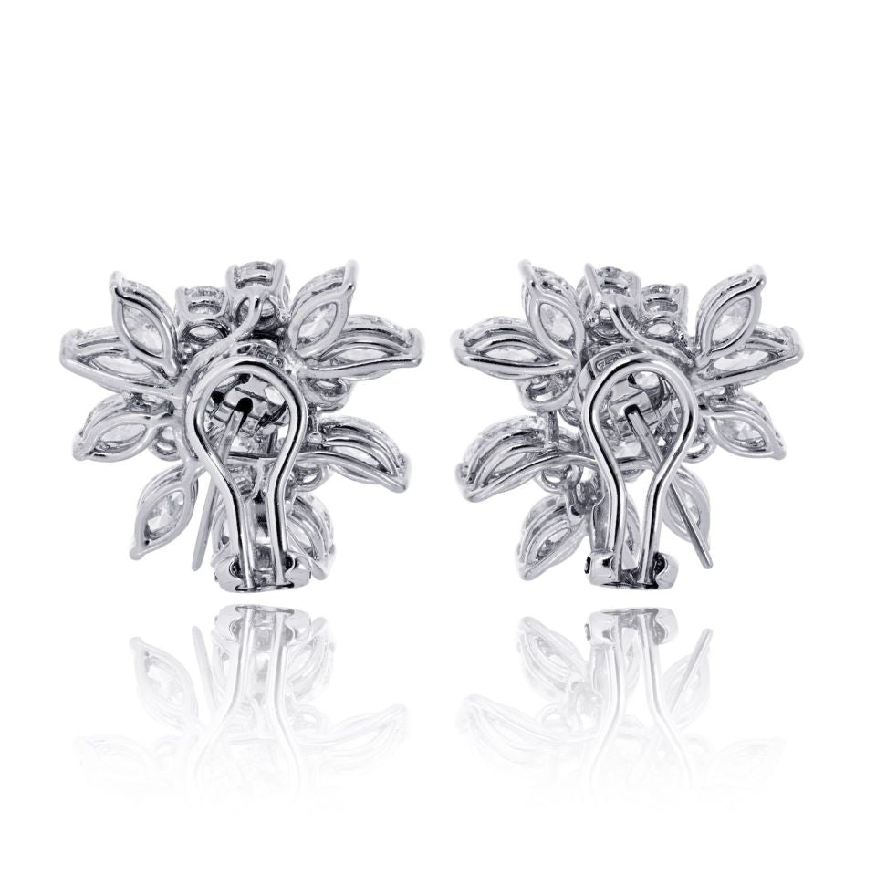 18K White Gold 7.00cttw Cluster Diamond Earrings