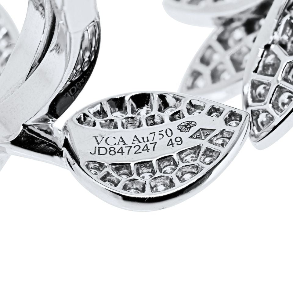 Van Cleef & Arpels 18K White Gold Lotus Between The Finger EU 49 Ring