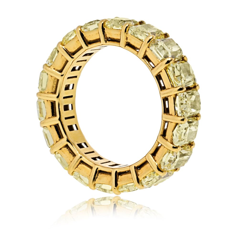 18K Yellow Gold 10.00cttw Fancy Yellow Radiant Cut Wedding Band
