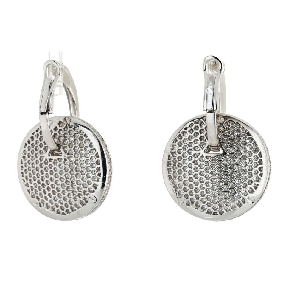 Graff 18K White Gold Medallion Shape Diamond Pave Earrings