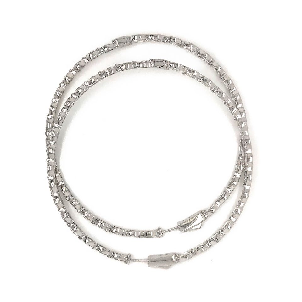 18K White Gold Diamond Hoop 10.00cttw Earrings