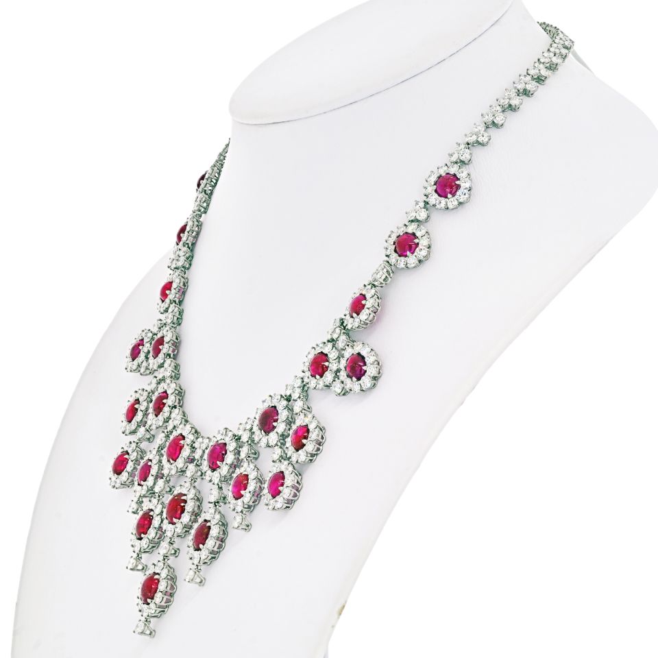 Platinum Ruby & Diamond Collar Necklace