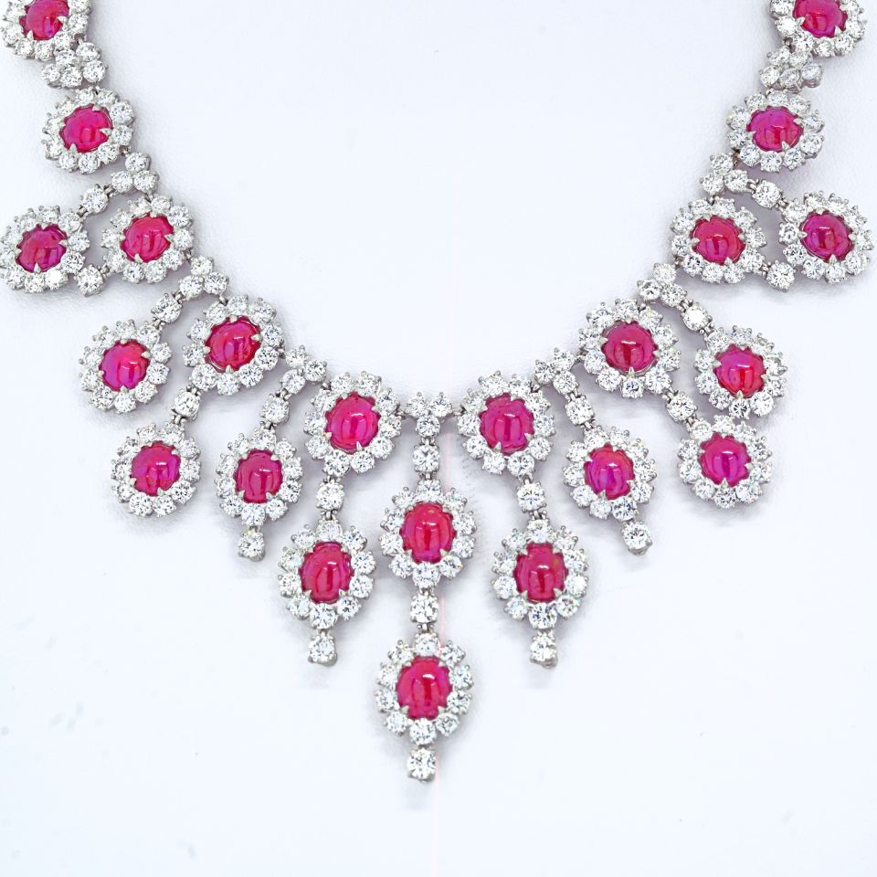 Platinum Ruby & Diamond Collar Necklace