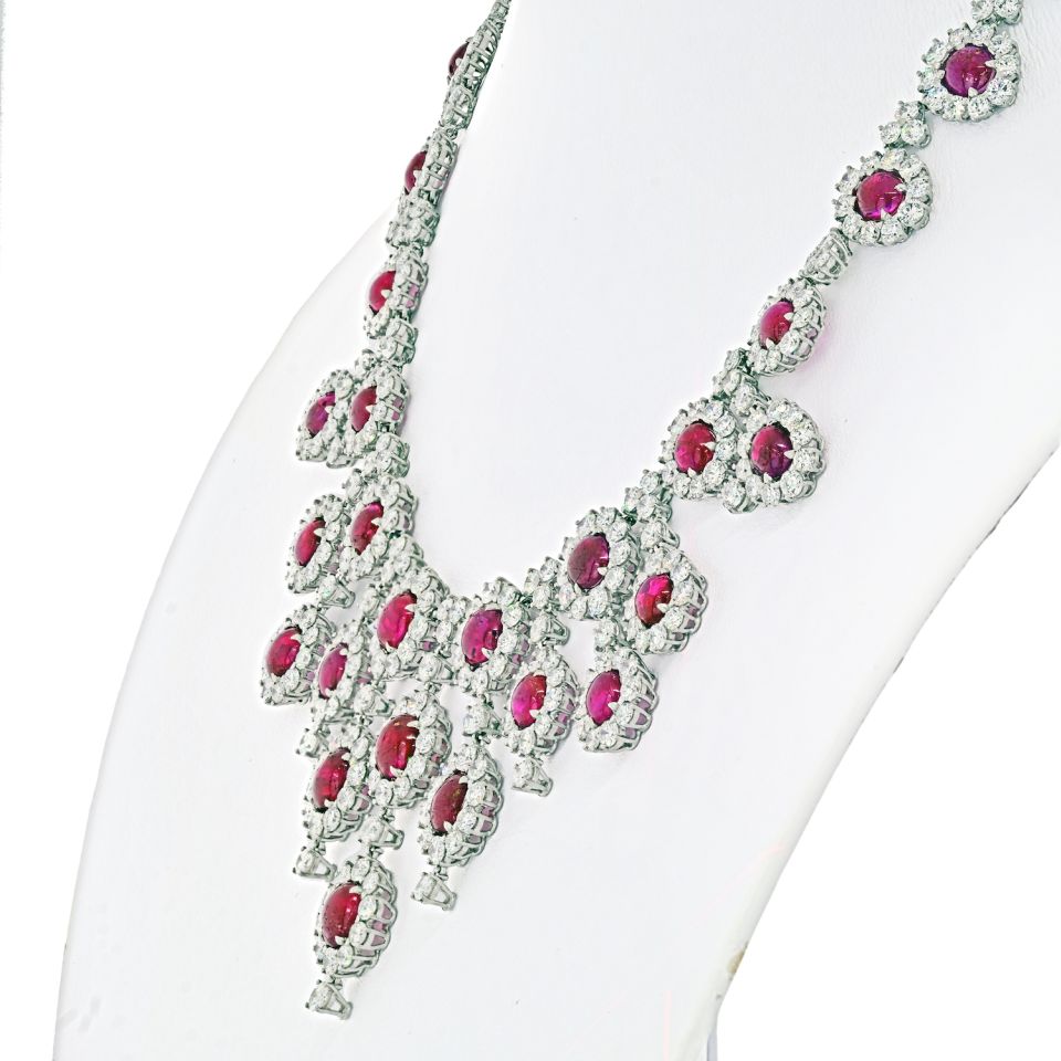 Platinum Ruby & Diamond Collar Necklace