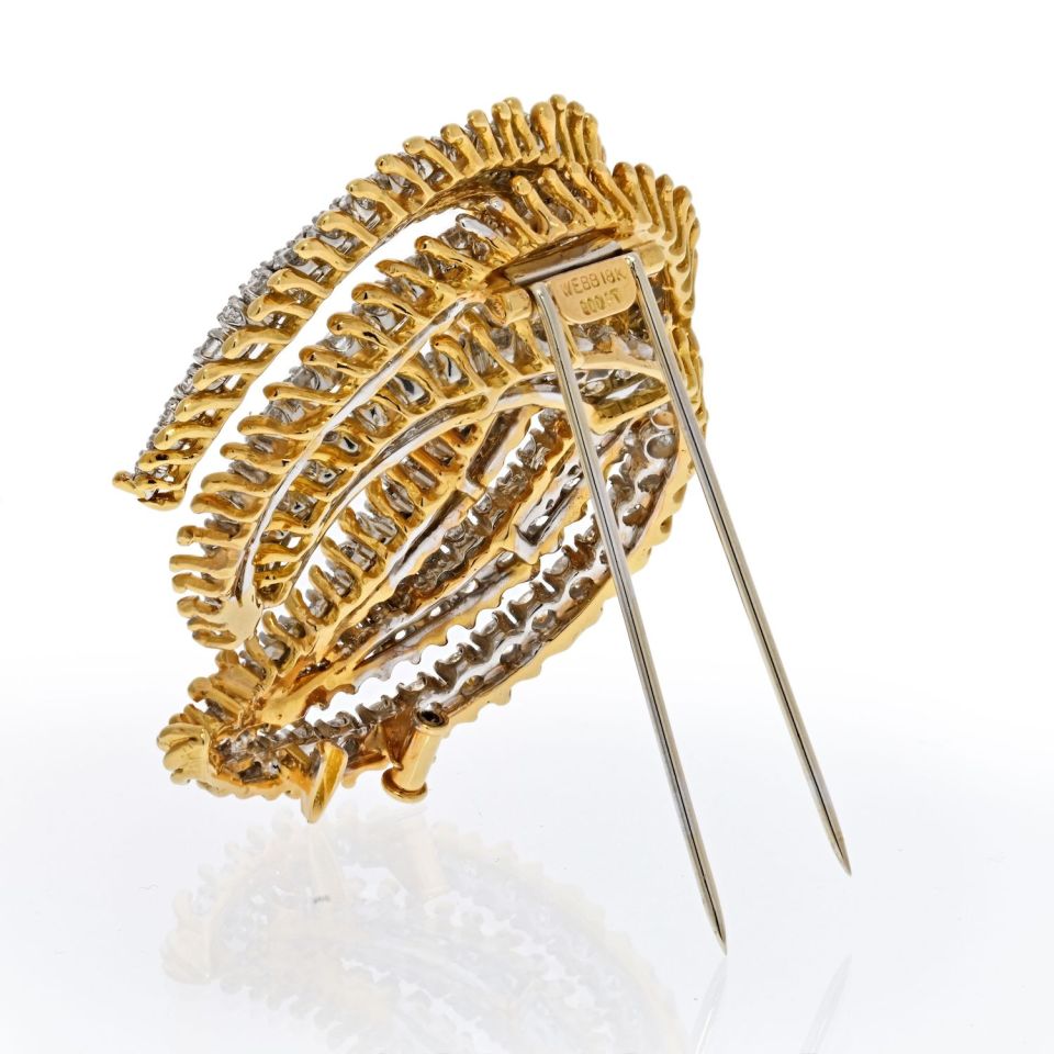 David Webb Platinum & 18K Yellow Gold 12 Carat Diamond Crescent Brooch