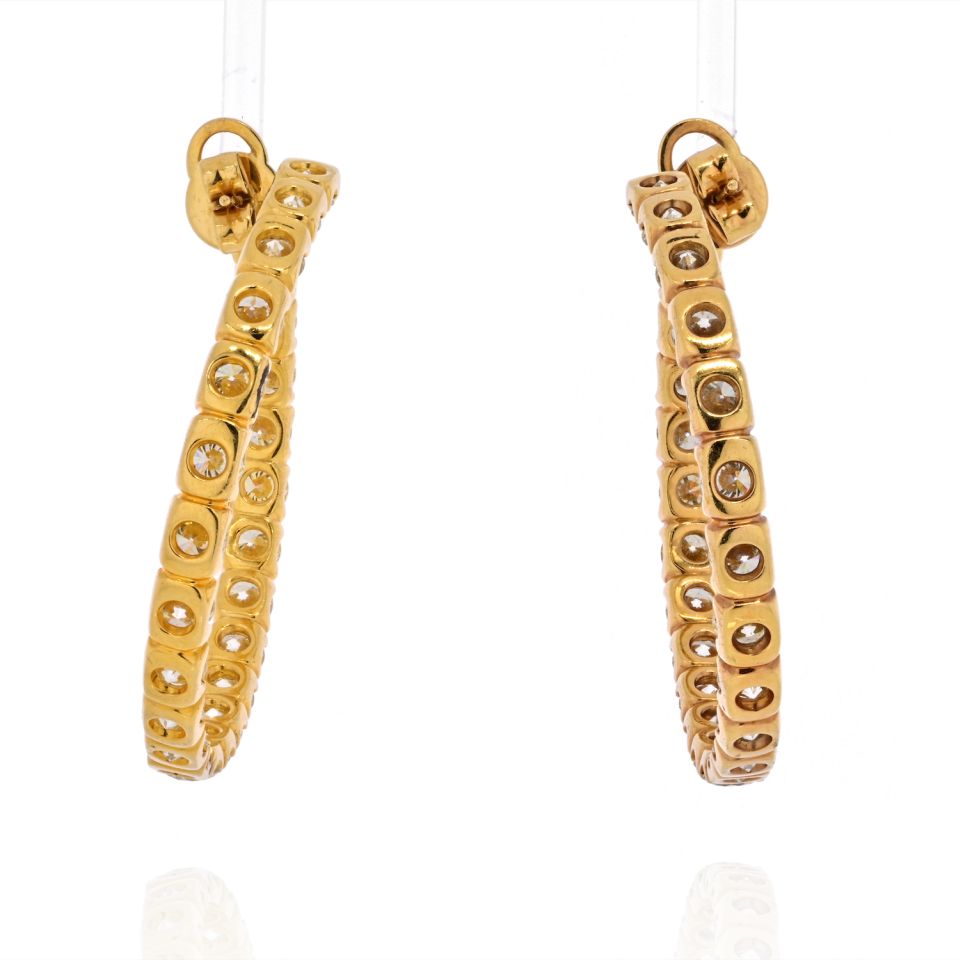 18K Yellow Gold 21.50cttw Carat Diamond Hoop Earrings