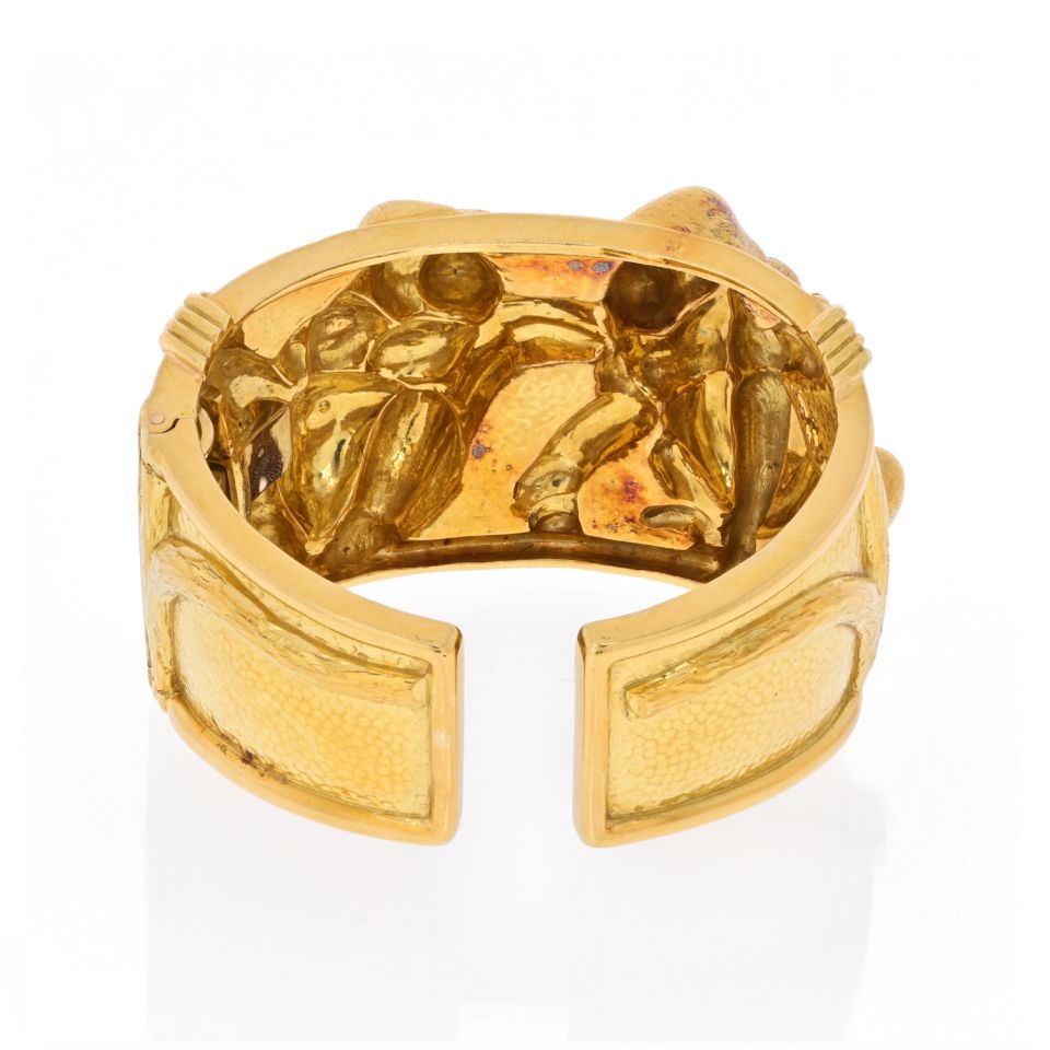 David Webb Platinum & 18K Yellow Gold Apes Bracelet