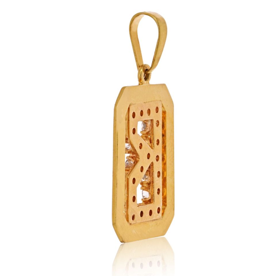 18K Yellow Gold Initial Charm B With Diamonds Pendant