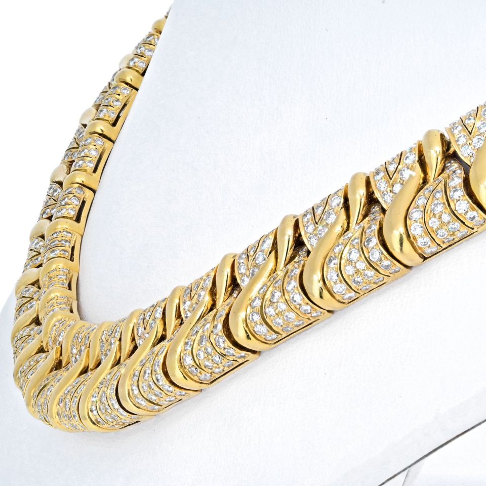 Bvlgari 18K Yellow Gold Diamond Choker Necklace