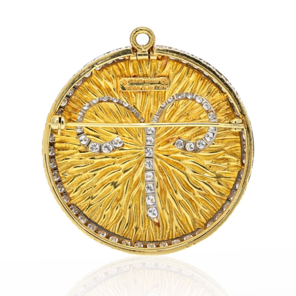 David Webb Platinum & 18K Yellow Gold Zodiac Aries Large Pendant