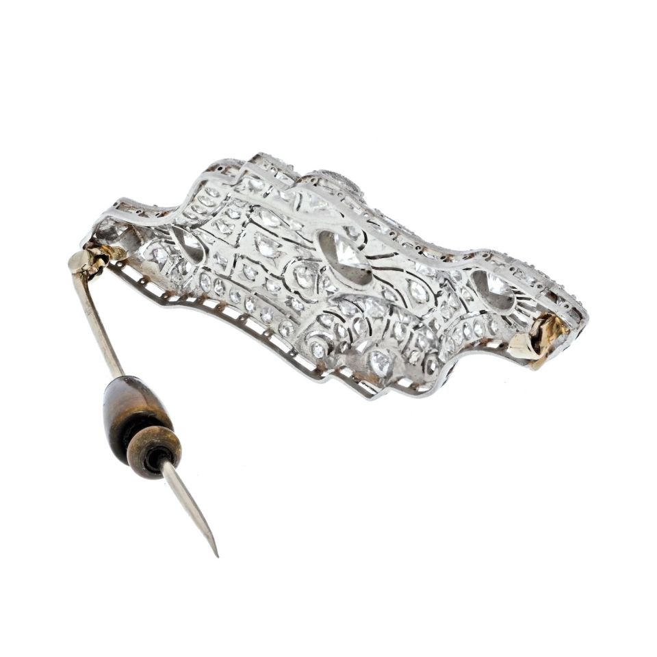 Platinum 5.50cttw Art Deco Diamond Brooch