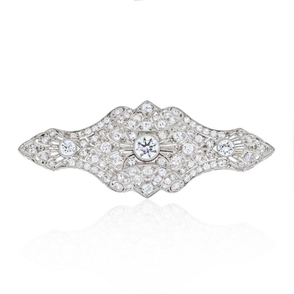 Platinum 5.50cttw Art Deco Diamond Brooch