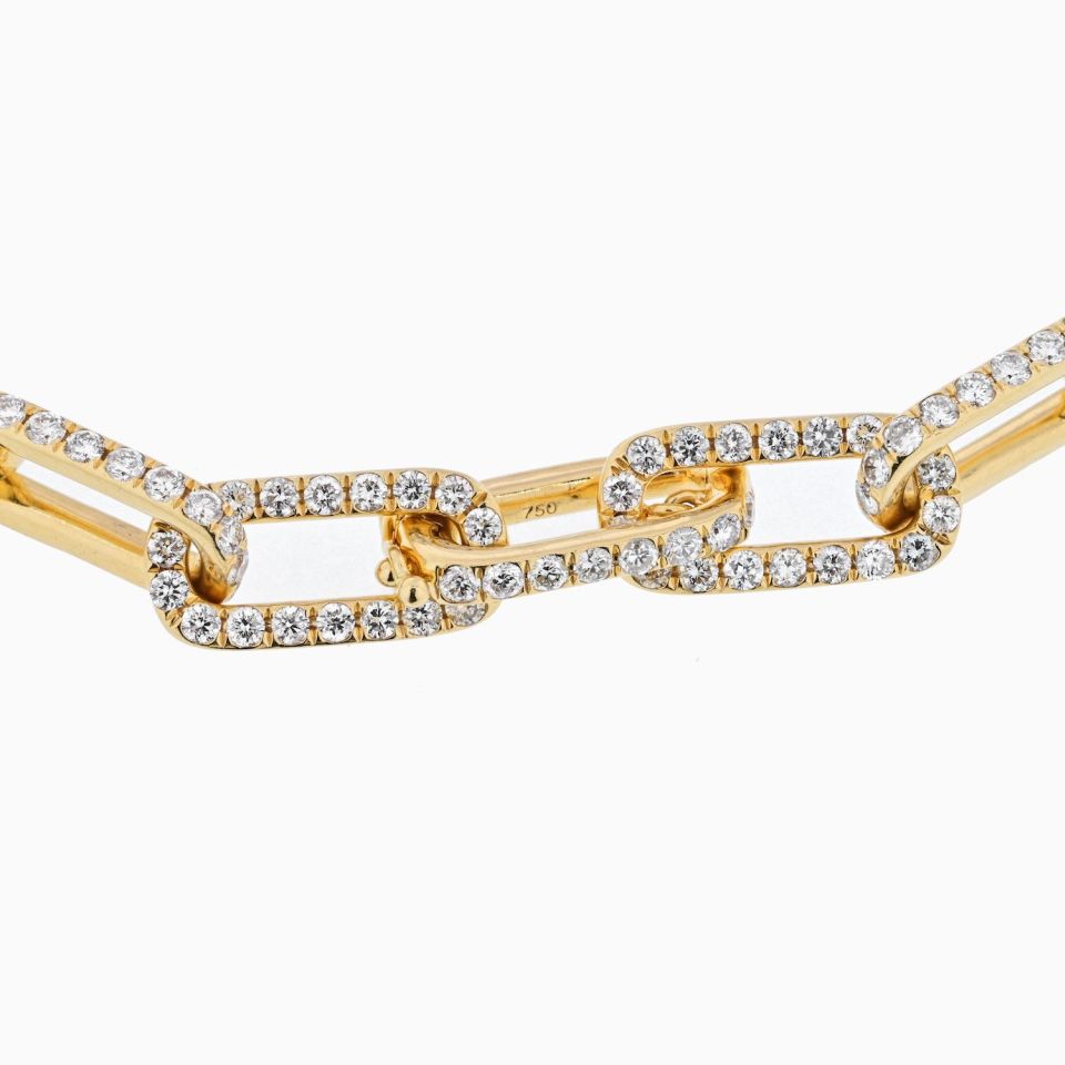 18K Yellow Gold 22 inches Diamond Link Chain Necklace