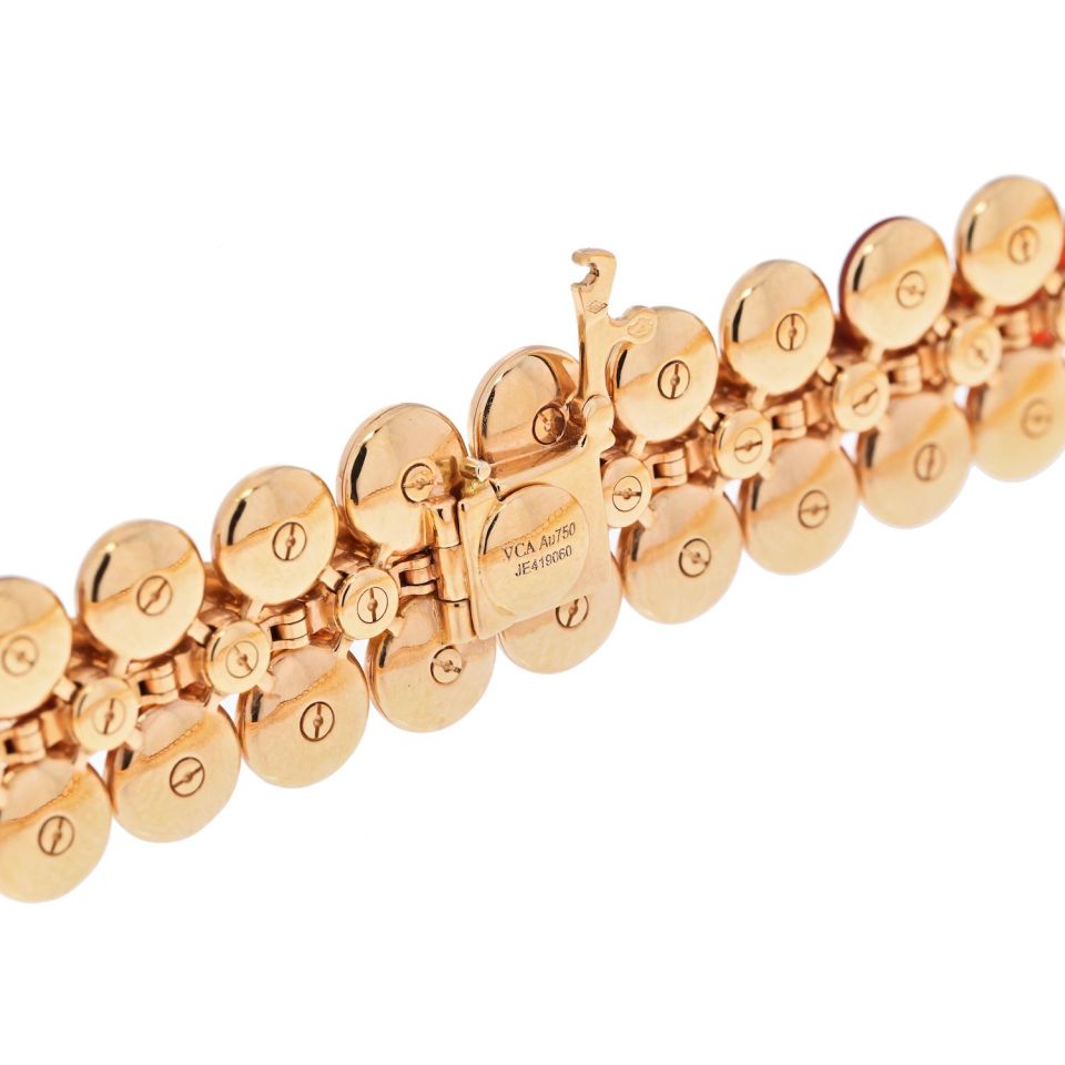 Van Cleef & Arpels 18K Rose Gold BOUTON D'OR CARNELIAN, DIAMOND & MOTHER OF PERAL Necklace