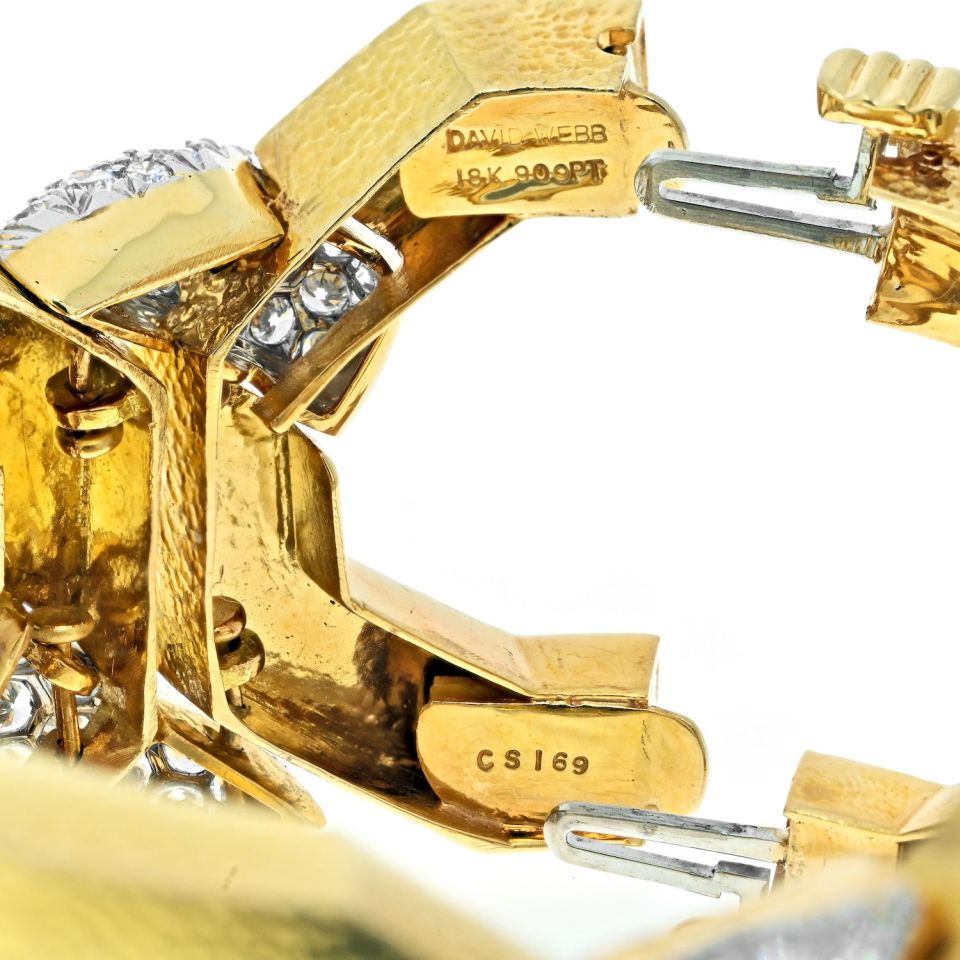 David Webb Platinum & 18K Yellow Gold Juno Diamond Open Large Open Link Bracelet