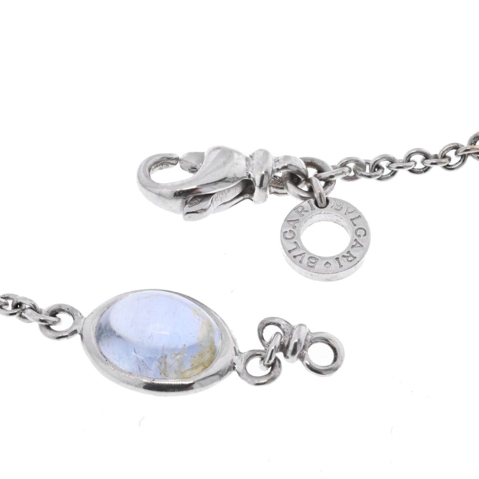 Bvlgari 18K White Gold Parentesi Gemstone And Diamond Chain Necklace