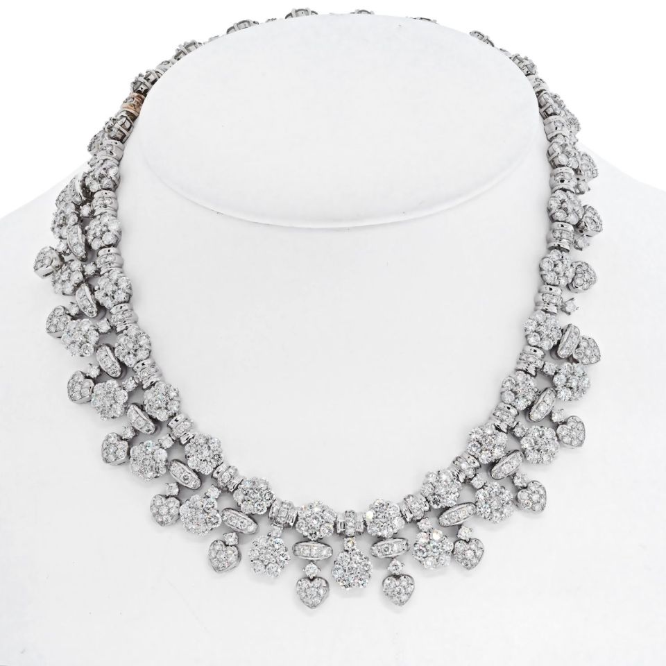 38 Diamond Collar Necklace in 18K White Gold