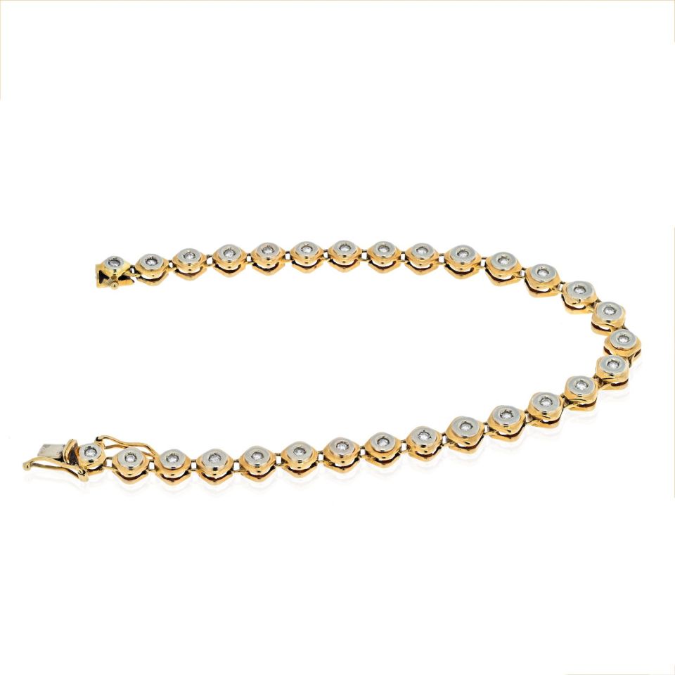 18K Yellow Gold Diamond Bezel Set One Line 0.75cts Bracelet