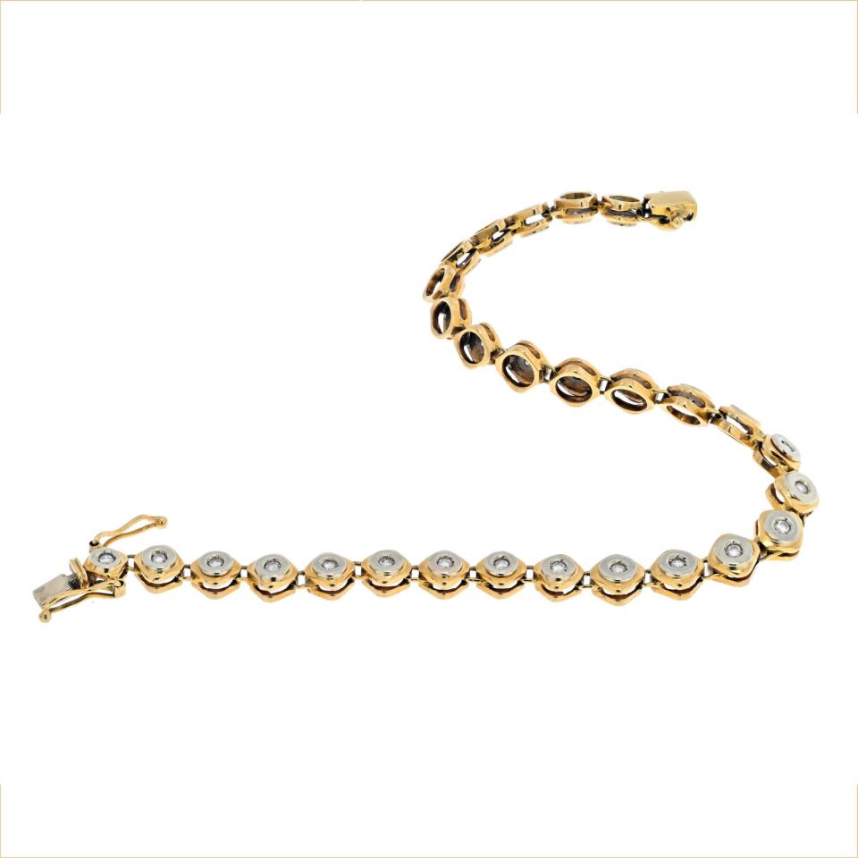 18K Yellow Gold Diamond Bezel Set One Line 0.75cts Bracelet