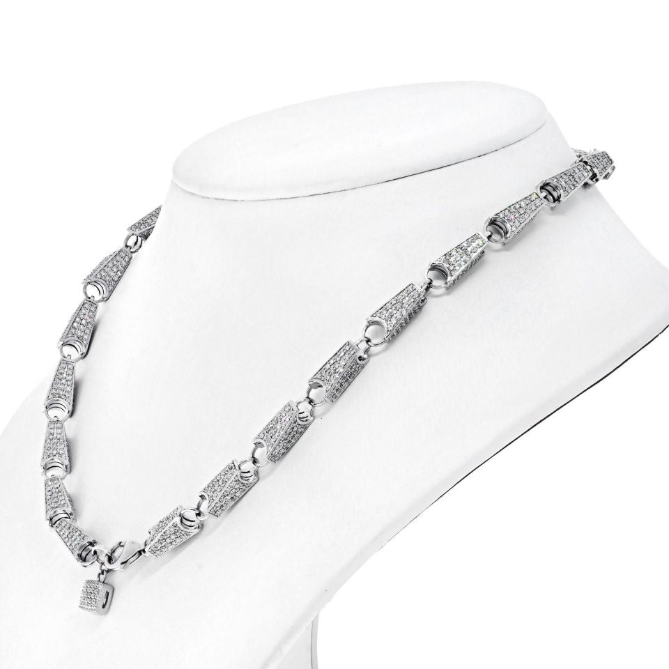 14K White Gold 15.68cts Diamond Link Chain Necklace