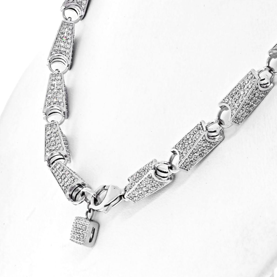 14K White Gold 15.68cts Diamond Link Chain Necklace