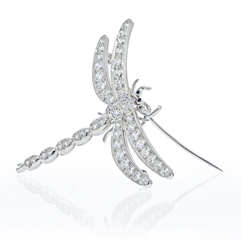Tiffany & Co. Platinum Diamond Dragonfly 1996 Brooch