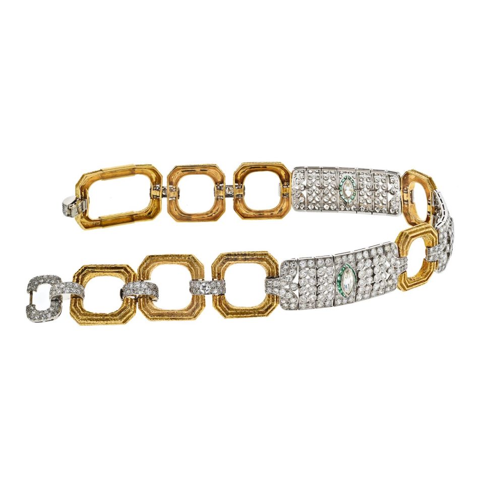 David Webb Platinum & 18K Yellow Gold 25 carat Diamond Collar Necklace