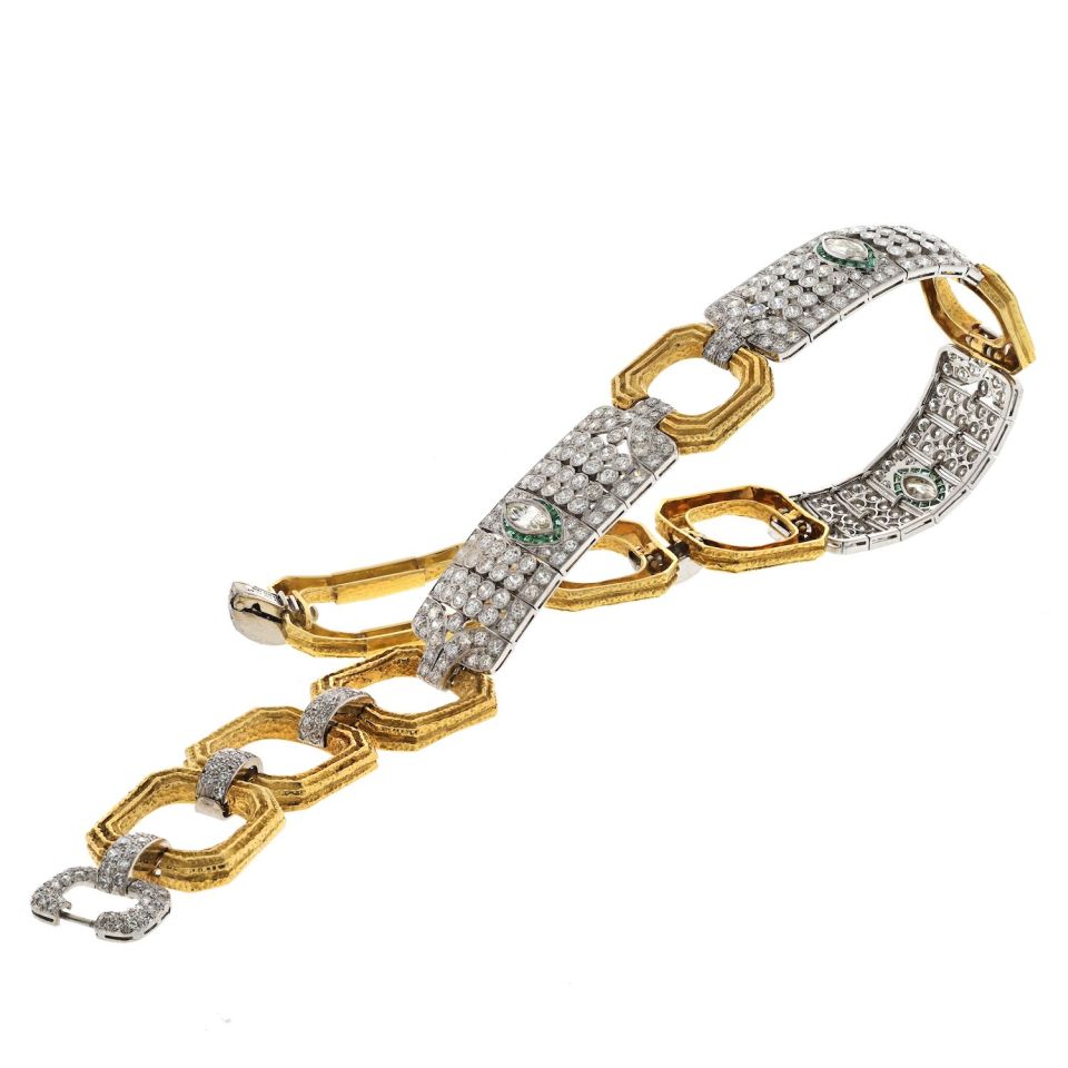 David Webb Platinum & 18K Yellow Gold 25 carat Diamond Collar Necklace