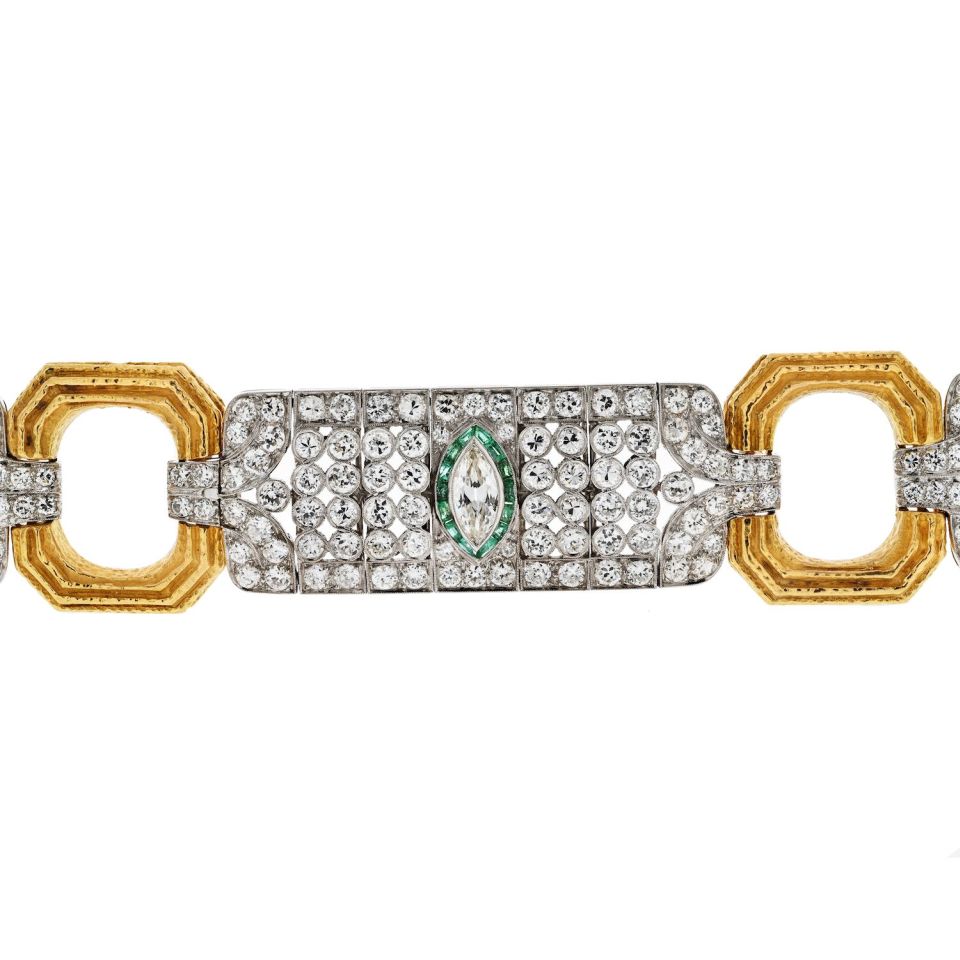 David Webb Platinum & 18K Yellow Gold 25 carat Diamond Collar Necklace
