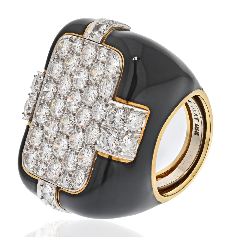 David Webb Platinum & 18K Yellow Gold Checkmate 5.50 Carat Diamond Ring