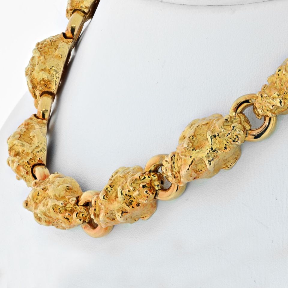 David Webb Platinum & 18K Yellow Gold Nugget Link Necklace
