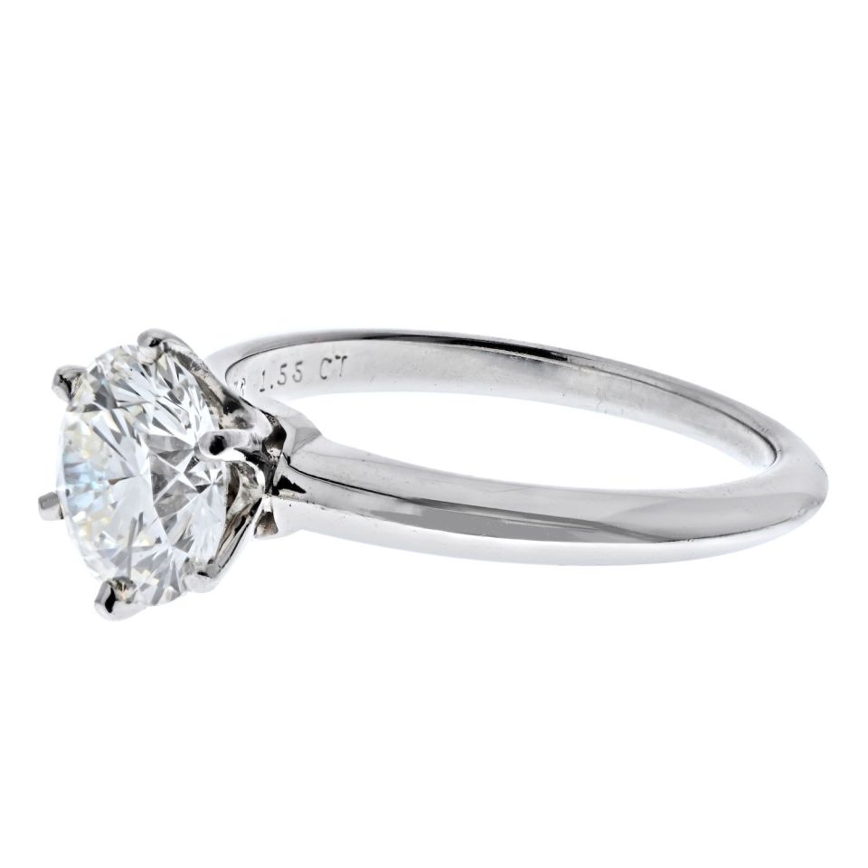Tiffany & Co. Platinum 1.55 Carat I VS1 Round Cut Six Prong Diamond Engagement Ring