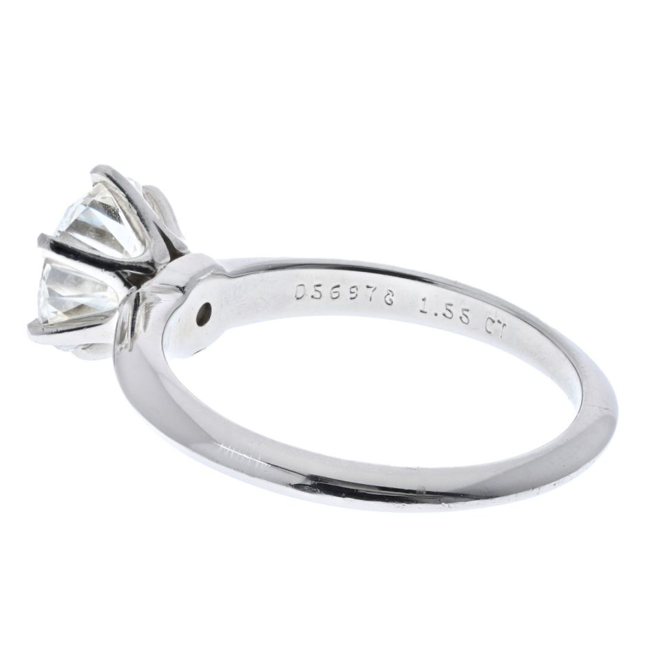Tiffany & Co. Platinum 1.55 Carat I VS1 Round Cut Six Prong Diamond Engagement Ring